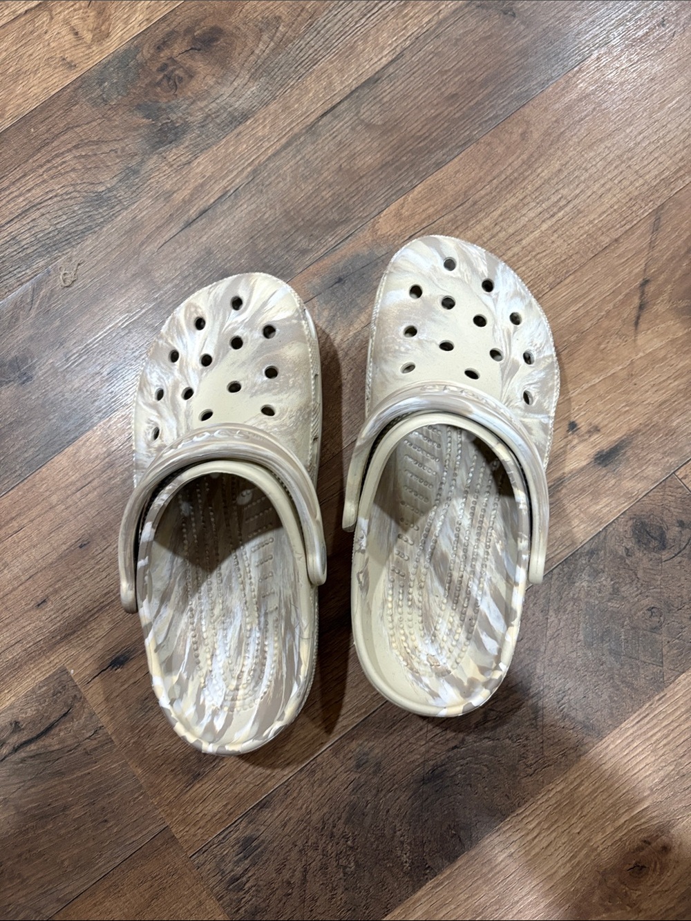 CROCS Beige Marble Classic Clog Sandals